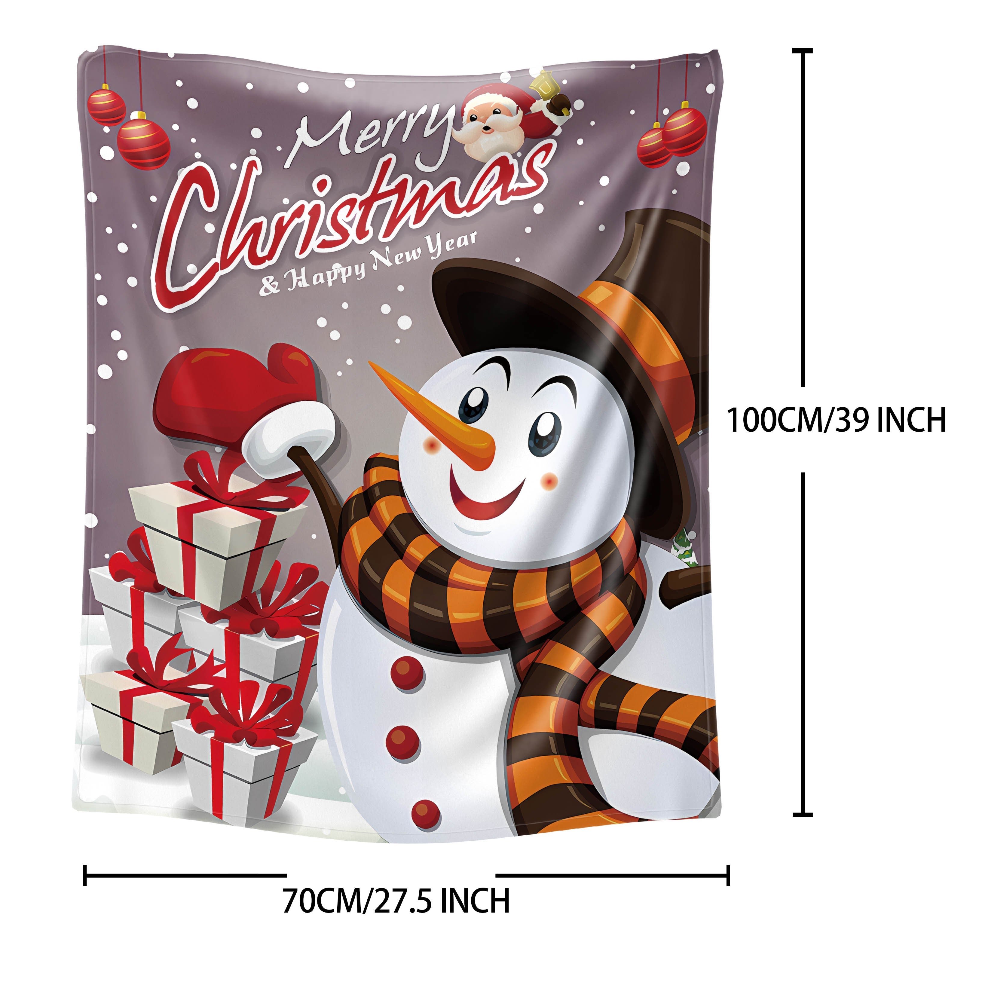 Christmas Snowman Flannel Throw Blanket with Gifts and Cartoon Design for All Seasons