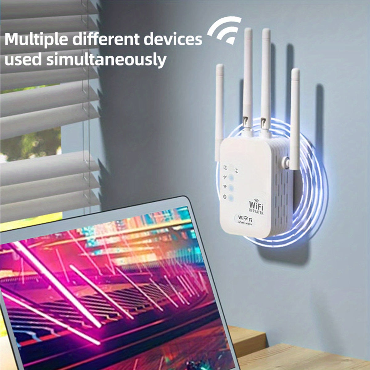 1200Mbps Dual-Band WiFi Booster 35 Devices Ethernet Port Easy Setup