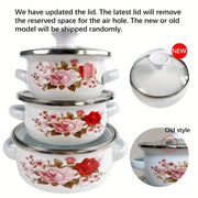 Set of 6 Enamel Non-Stick Pots for Soup, Stewing, and Frying