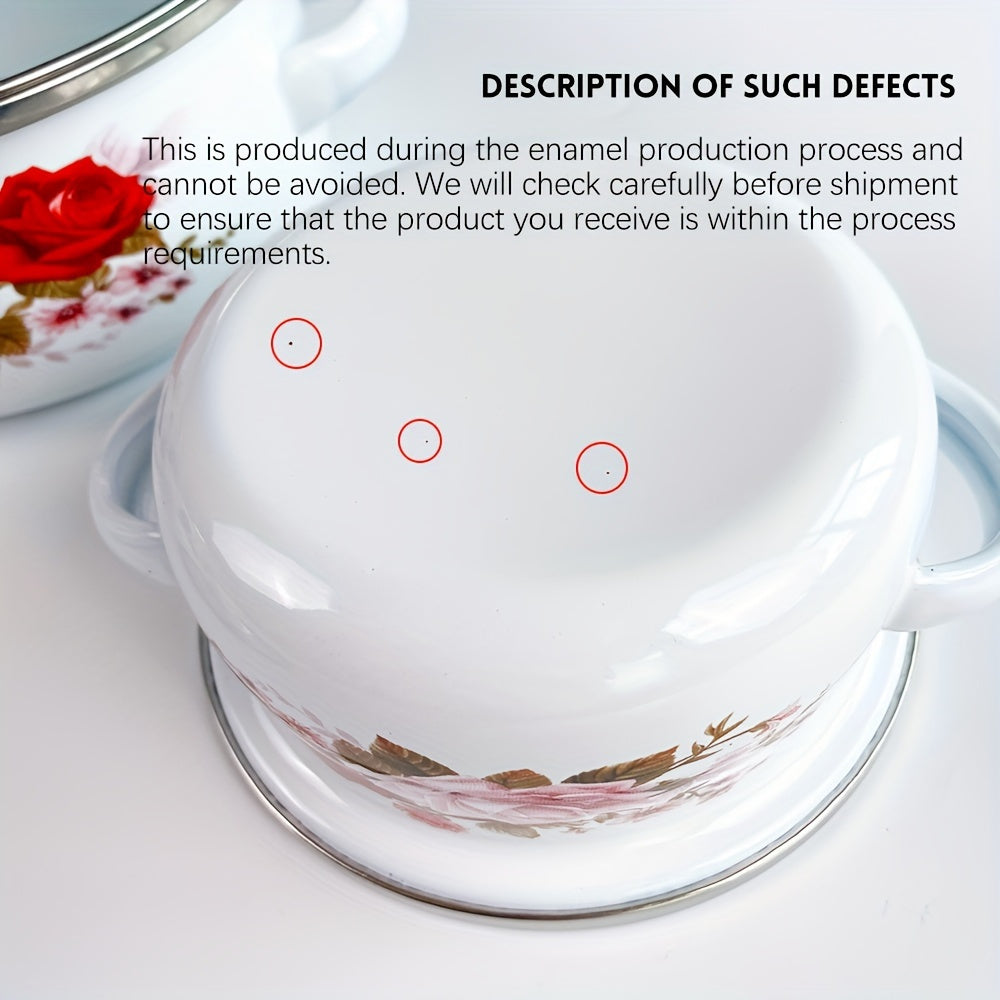 Set of 6 Enamel Non-Stick Pots for Soup, Stewing, and Frying