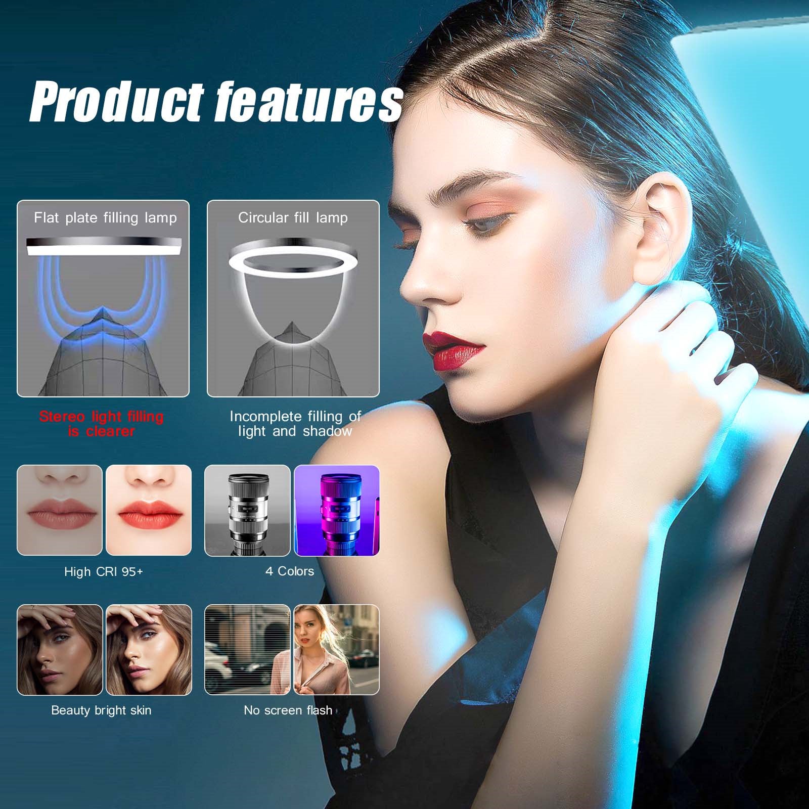 2-Pack RGB LED Video Fill Light Kit with Adjustable Scissor Arm Stand USB Powered Stainless Steel