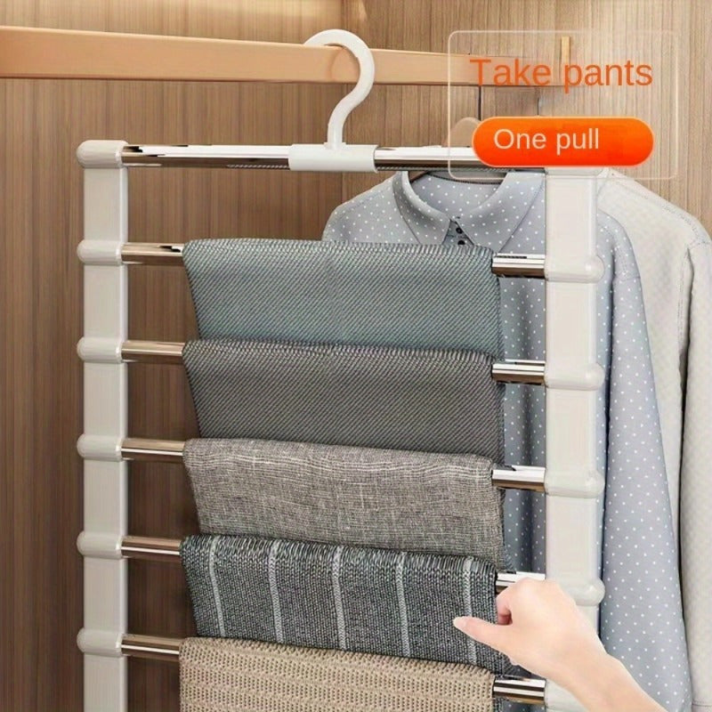 2 Pack Stainless Steel Foldable Pants Hangers Closet Organizer for Jeans Trousers