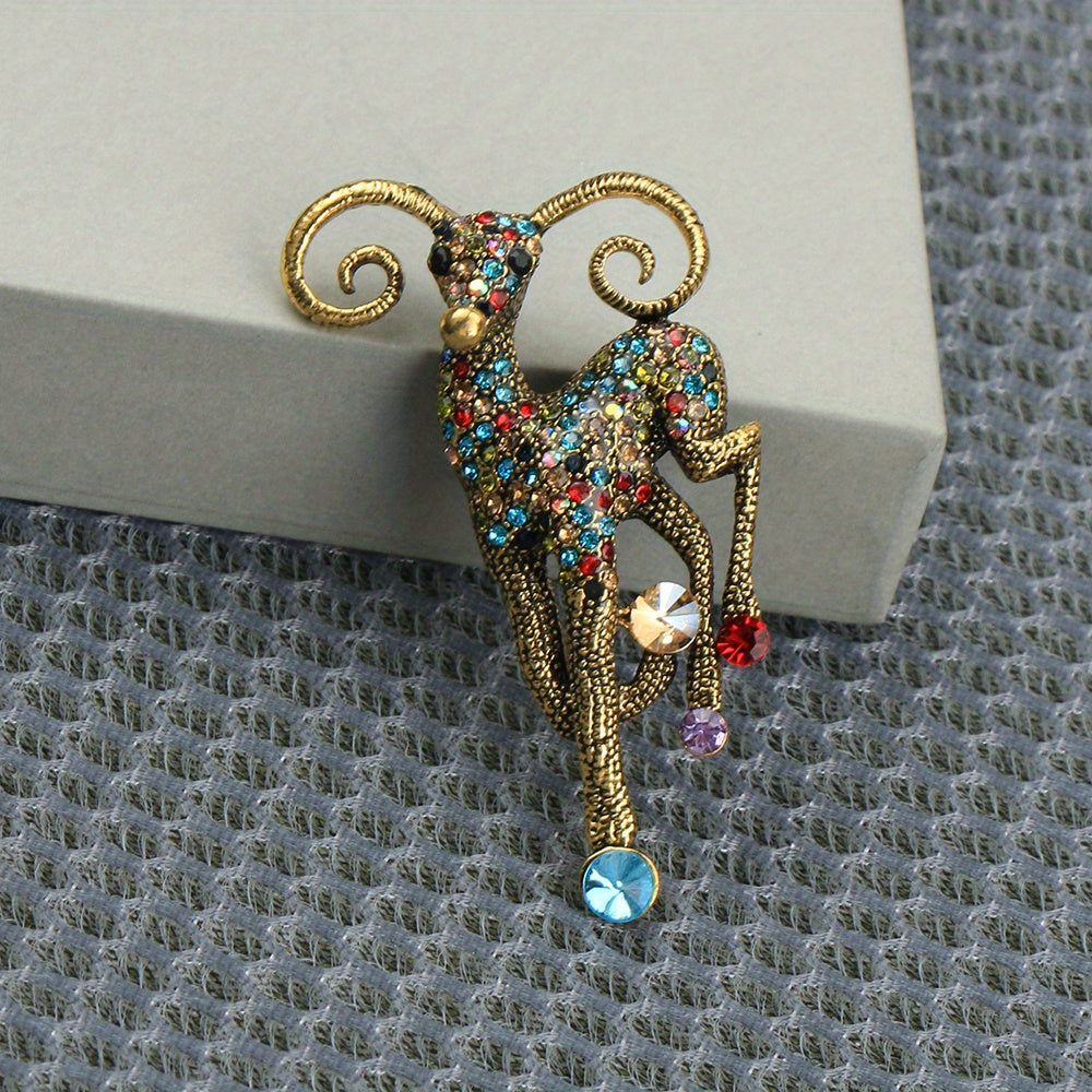 Broche de antílope con cristales para moda de vacaciones y temporada
