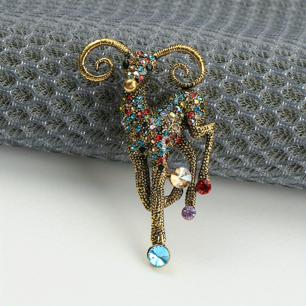 Broche de antílope con cristales para moda de vacaciones y temporada