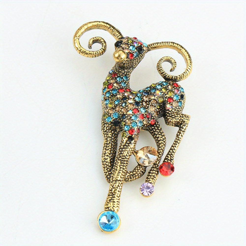 Broche de antílope con cristales para moda de vacaciones y temporada