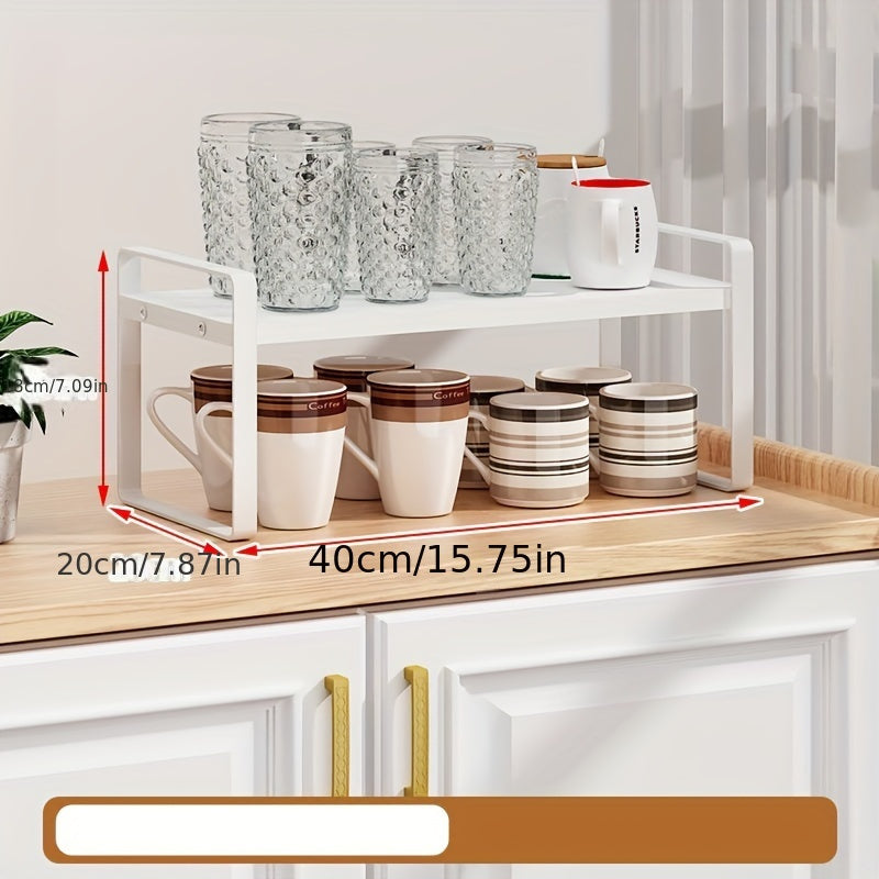 "Choy va Stakanlar uchun Yuqori Qismlik Tolali Stol Tashkiliy: Uy Ofisi Shkafida Saqlash uchun Ko'p Qavatli Yog'och Stakan Egasi; Suv Stakanlari uchun Ideal Stol Saqlash Racki."