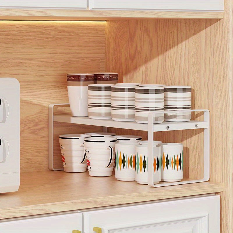 High-Density Fiberboard Desktop Organizer for Tea and Glass Cups Multi-Tier Wooden Cup Holder