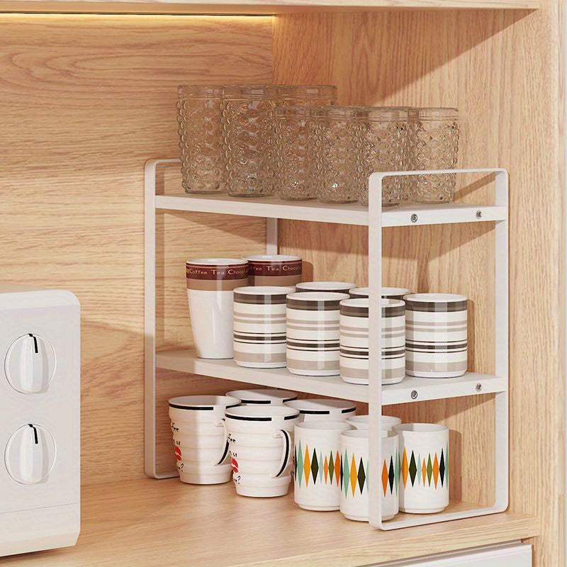 "Choy va Stakanlar uchun Yuqori Qismlik Tolali Stol Tashkiliy: Uy Ofisi Shkafida Saqlash uchun Ko'p Qavatli Yog'och Stakan Egasi; Suv Stakanlari uchun Ideal Stol Saqlash Racki."