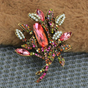 Vintage Enamel and Rhinestone Flower Brooch for Women