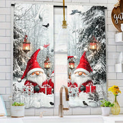 Set of 2 Christmas Gnome Curtains Washable Polyester Decorative Holiday Window Drapes