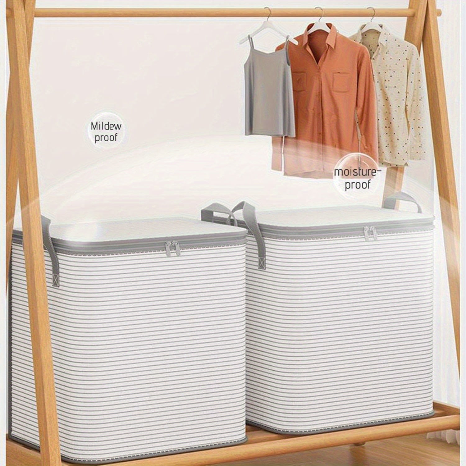 Large Capacity Polyester Storage Bag for Blankets and Comforters Foldable Closet Organizer with Handles