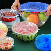 Set of 6 BPA-Free Silicone Stretch Lids Reusable Bowl Covers Expandable