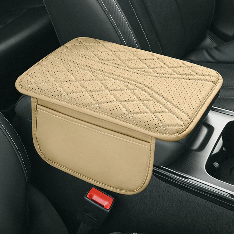 PU Leather Car Armrest Cushion with Storage Pocket for Vehicle Interior