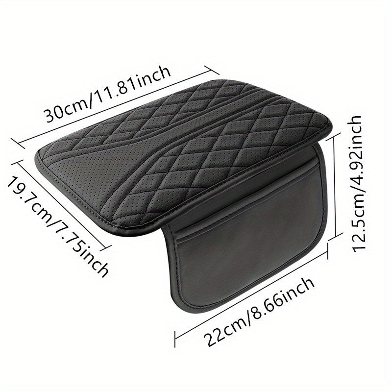 PU Leather Car Armrest Cushion with Storage Pocket for Vehicle Interior