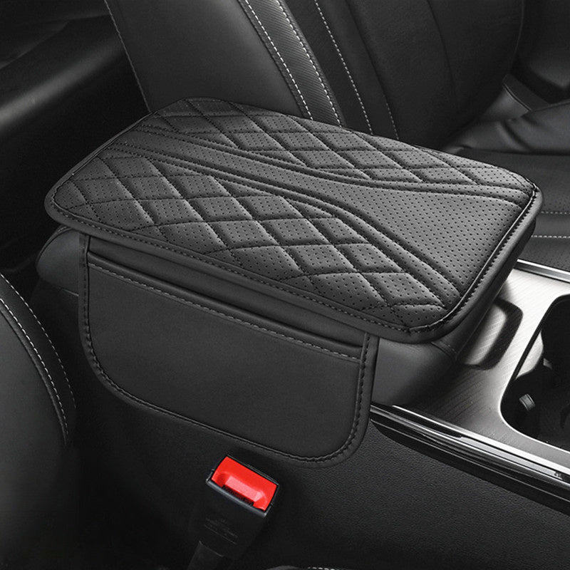 PU Leather Car Armrest Cushion with Storage Pocket for Vehicle Interior