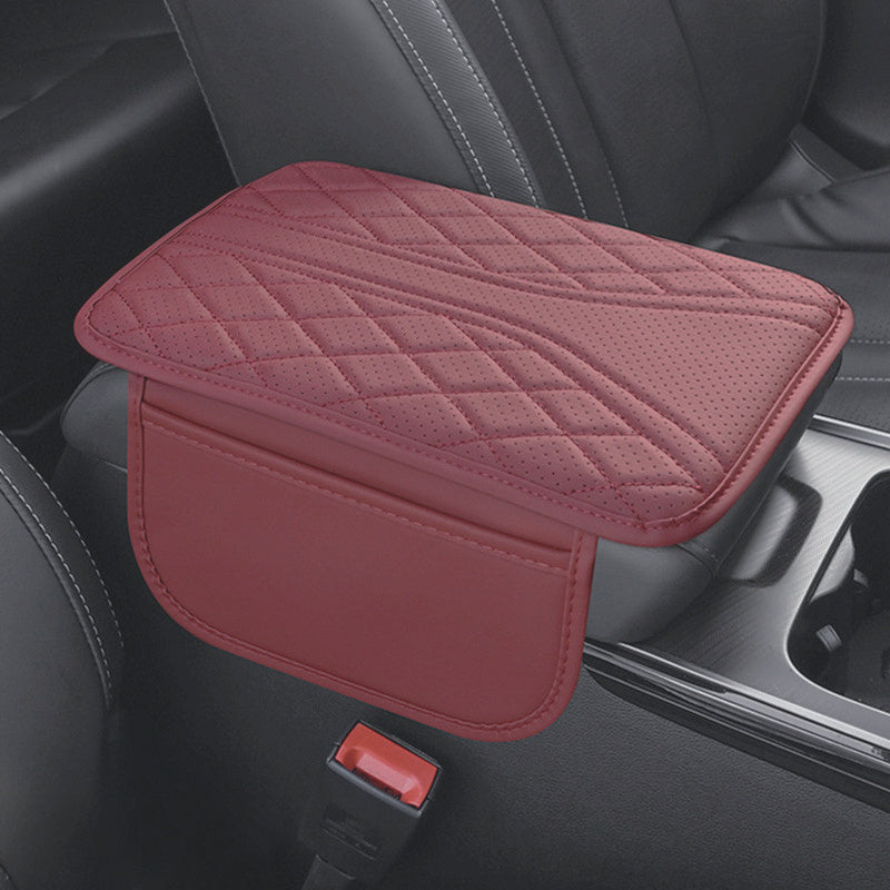 PU Leather Car Armrest Cushion with Storage Pocket for Vehicle Interior