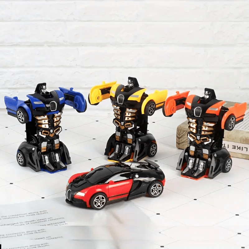 Blue Manual Push Transforming Toy Race Car for Kids Ages 3 and Up