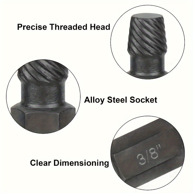 Industrial-Grade 10-Piece Screw Extractor Set for Damaged Bolts and Screws Alloy Steel