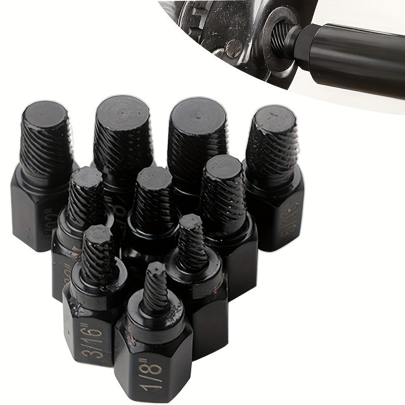 Industrial-Grade 10-Piece Screw Extractor Set for Damaged Bolts and Screws Alloy Steel