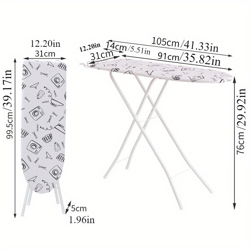 Adjustable Full-Size Ironing Board with Heat-Resistant Cover and Heavy-Duty Metal Legs
