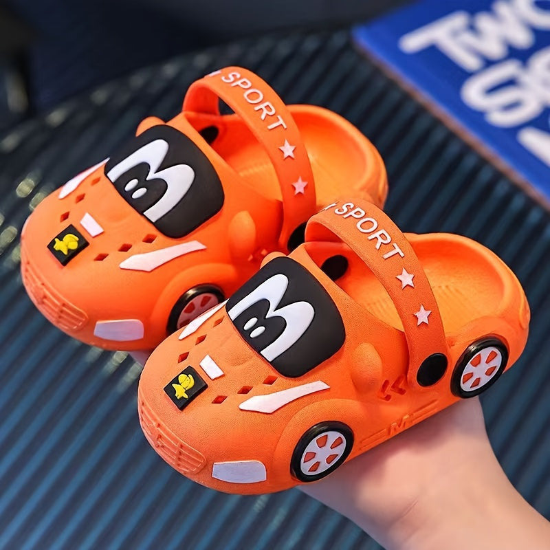 Детские мультяшные кожаные сандалии для мальчиков и девочек, легкие, дышащие, без шнурков, повседневные, для улицы и пляжа