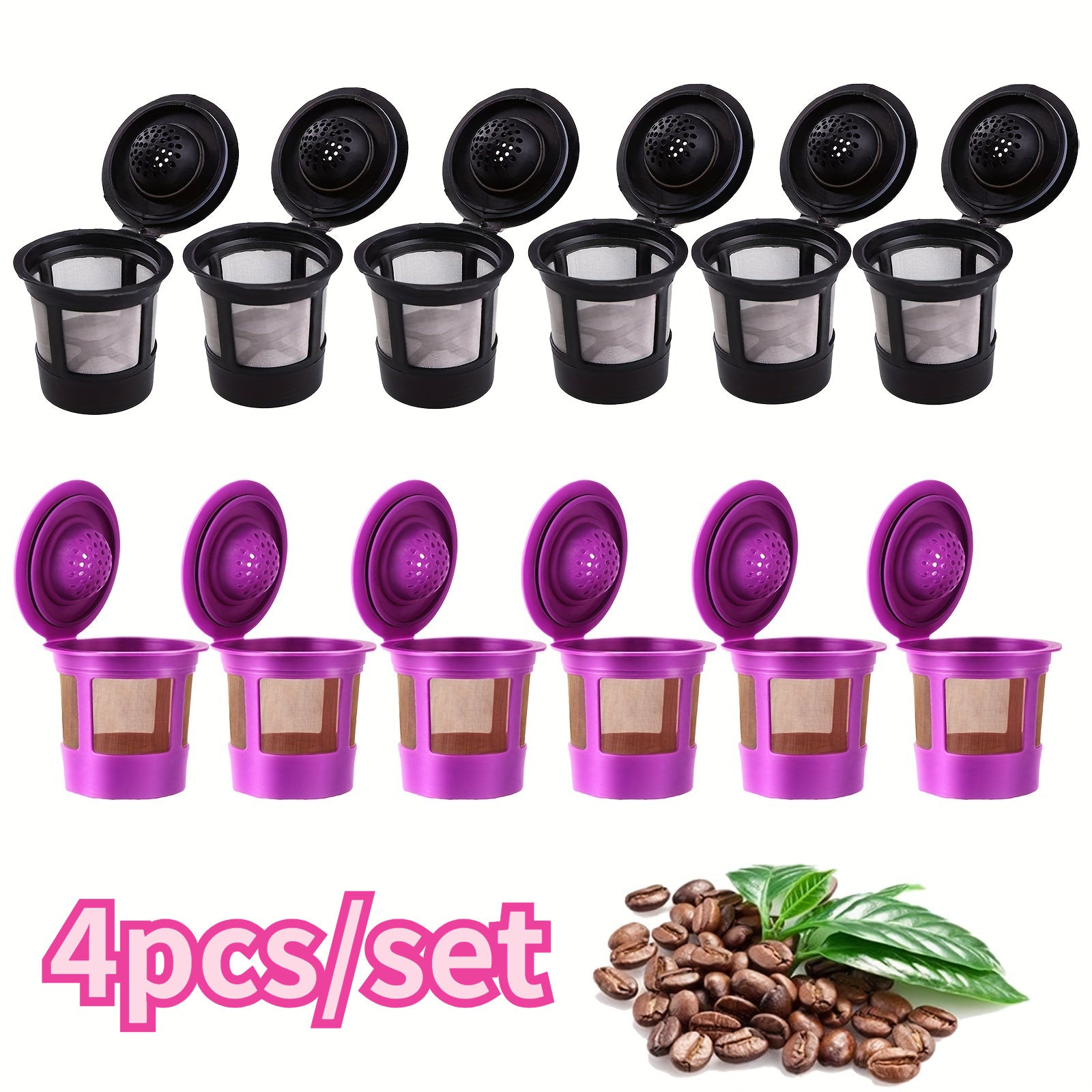 4 Pieces Reusable Coffee Cup Filters for Keurig 1.0 Purple Universal