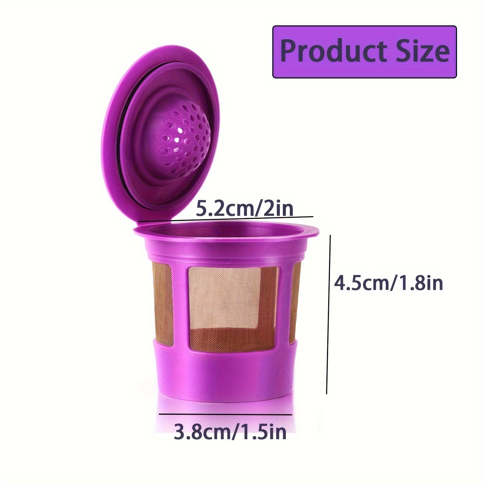 Keurig 1.0 uchun 4 dona qayta ishlatiladigan qahva kubogi filtrlari, binafsha rang, universal