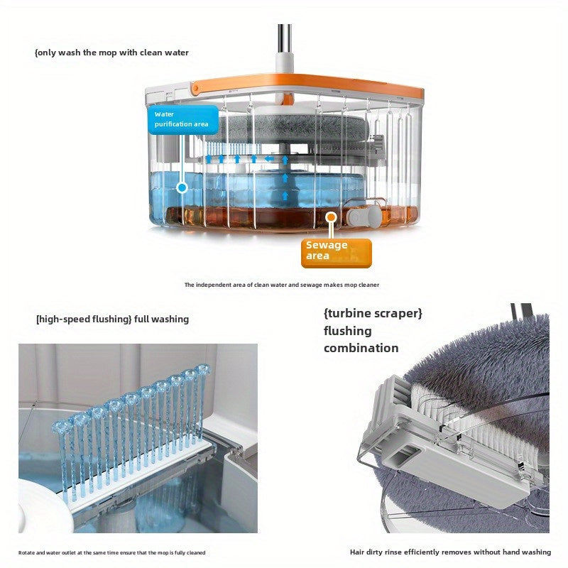 Uy va ofis tozalash uchun Microfiber padlar bilan EasyWring Spin Mop va Kova tizimi