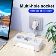 O'chirish tugmasi bilan kuchaytiruvchi, 2 ta Yevropa rozetkasi, 2 ta USB va 2 ta Type-C portli zaryadlovchi, 9 ta sirpanmas pad, stolda o'rnatiladigan adapter, tungi chiroq bilan, devorga o'rnatiladigan ikki rozetka, uy, ofis va sayohat uchun.