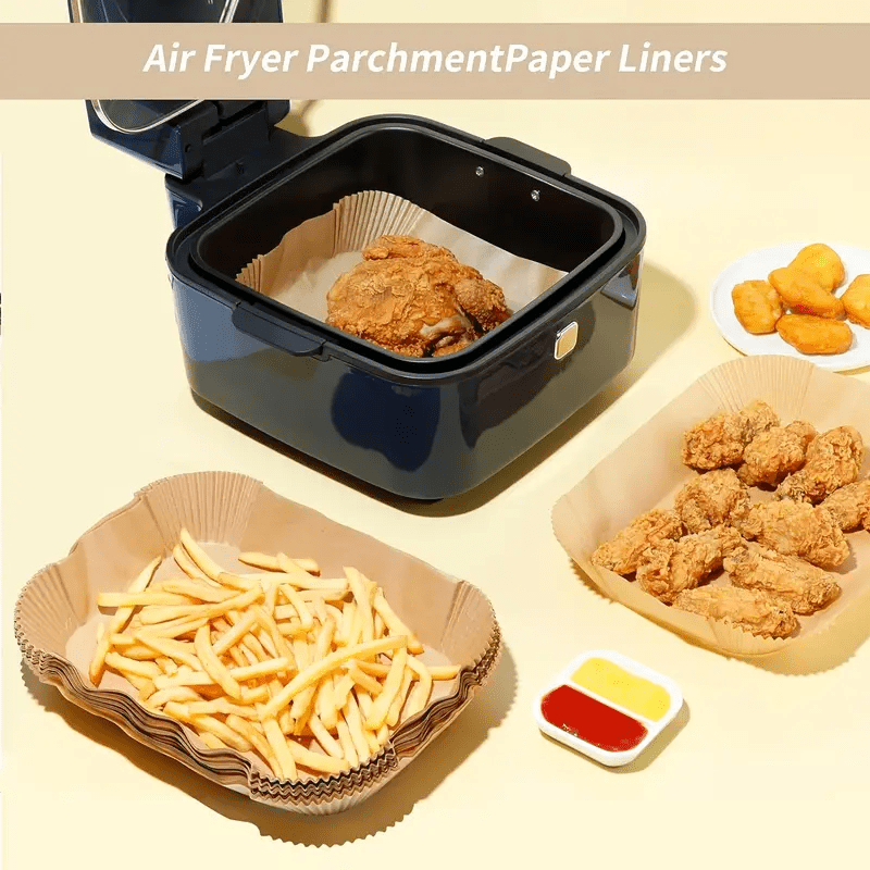 200 Pieces Non-Stick Air Fryer Liners Disposable Waterproof Paper Basket Inserts for Baking