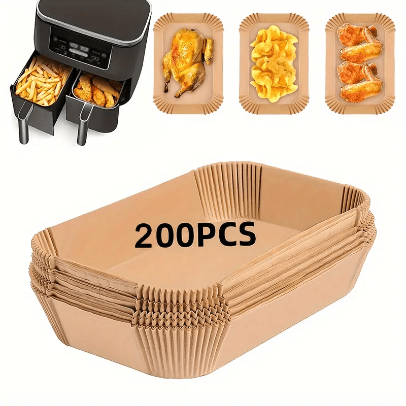 200 Pieces Non-Stick Air Fryer Liners Disposable Waterproof Paper Basket Inserts for Baking