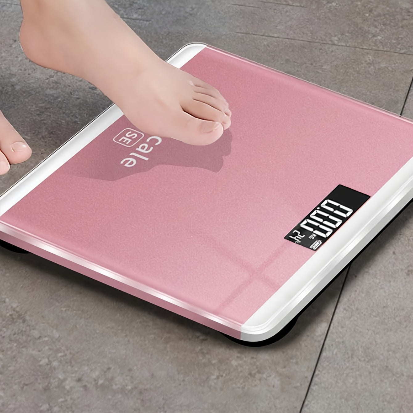 Pink Digital Body Scale with Large Display Battery-Free Operation for Home Use