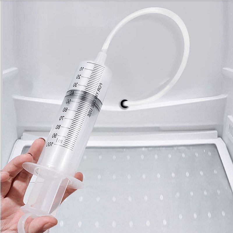 Fridge Drain Cleaning Kit Hose Brush Syringe Refrigerator Maintenance