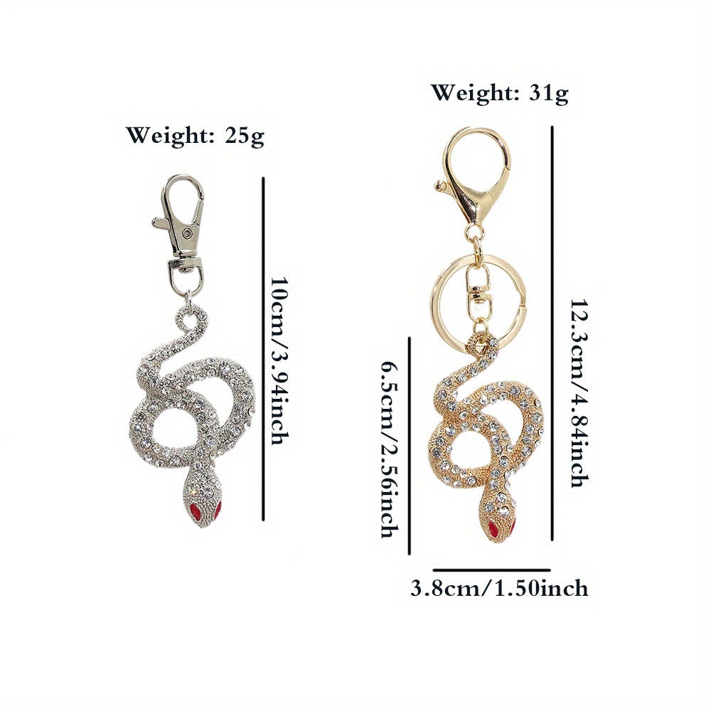 Llavero de aleación con diseño de serpiente en oro y plata para mujeres, accesorios decorativos