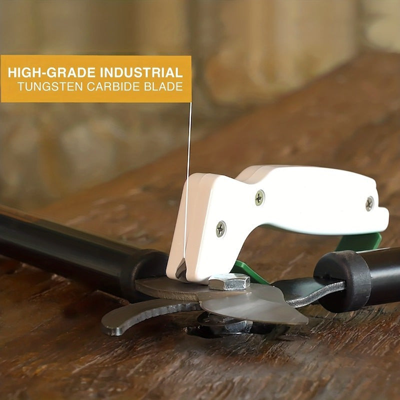 Diamond-honed tungsten carbide knife sharpener for fillet knives fishing camping hunting kitchen white blue