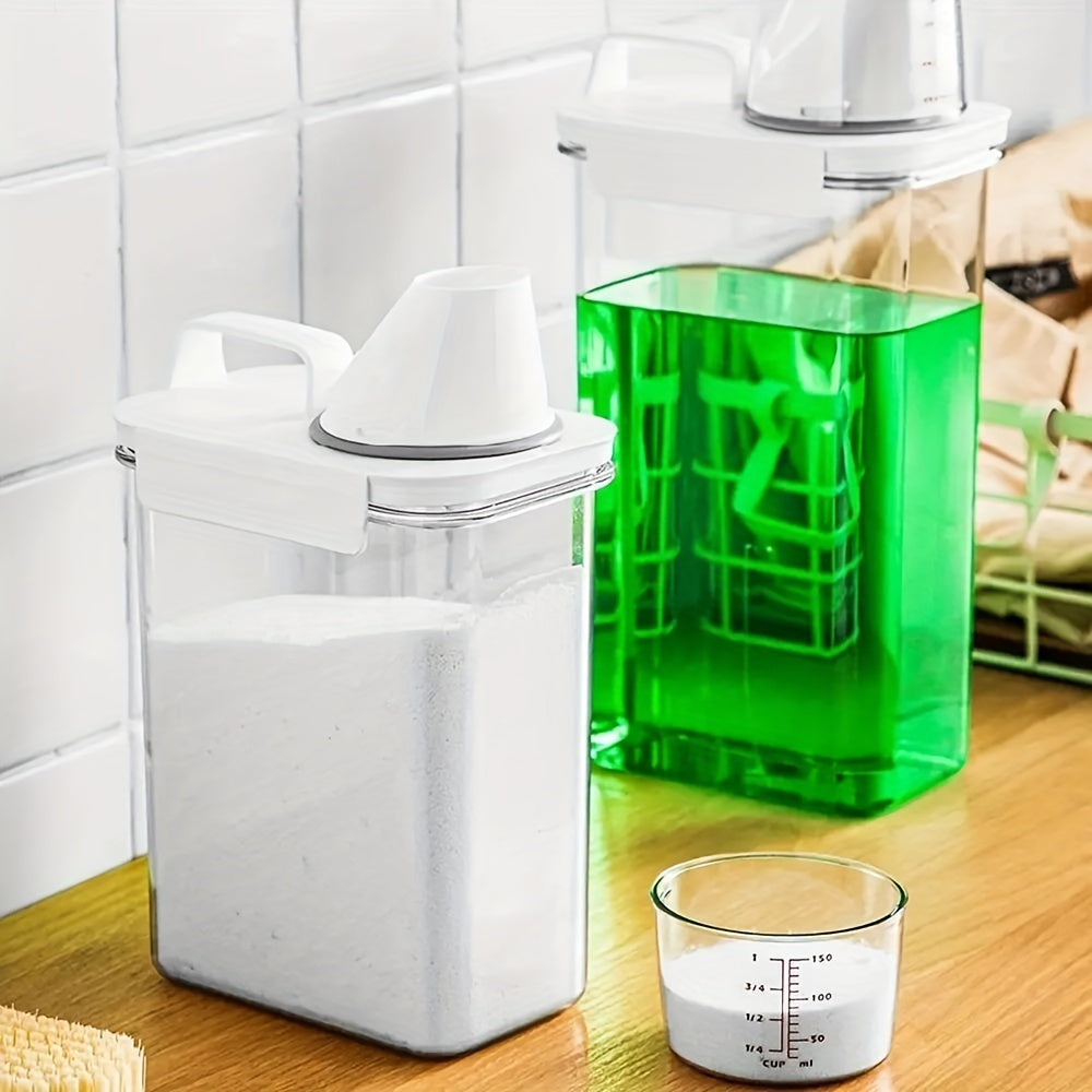 Airtight Laundry Detergent Dispenser with Clear Powder Storage, Durable Plastic, Multiple Sizes