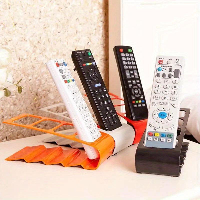 Soporte de TV de plástico con soporte para control remoto y estante extraíble para sala de estar