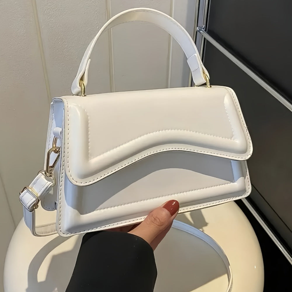 Women's Crossbody Bag Faux Leather Solid Color Adjustable Strap Buckle Closure for Casual or Elegant Use