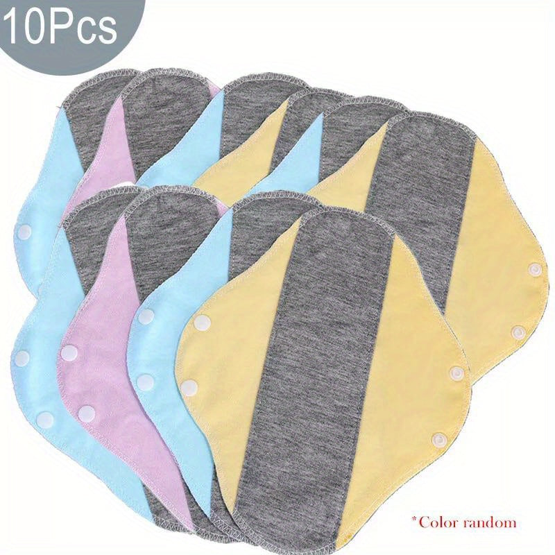 10 Reusable Menstrual Pads for Women and Elderly Leakproof Breathable Double-Sided Colorful Stripes Set of 10