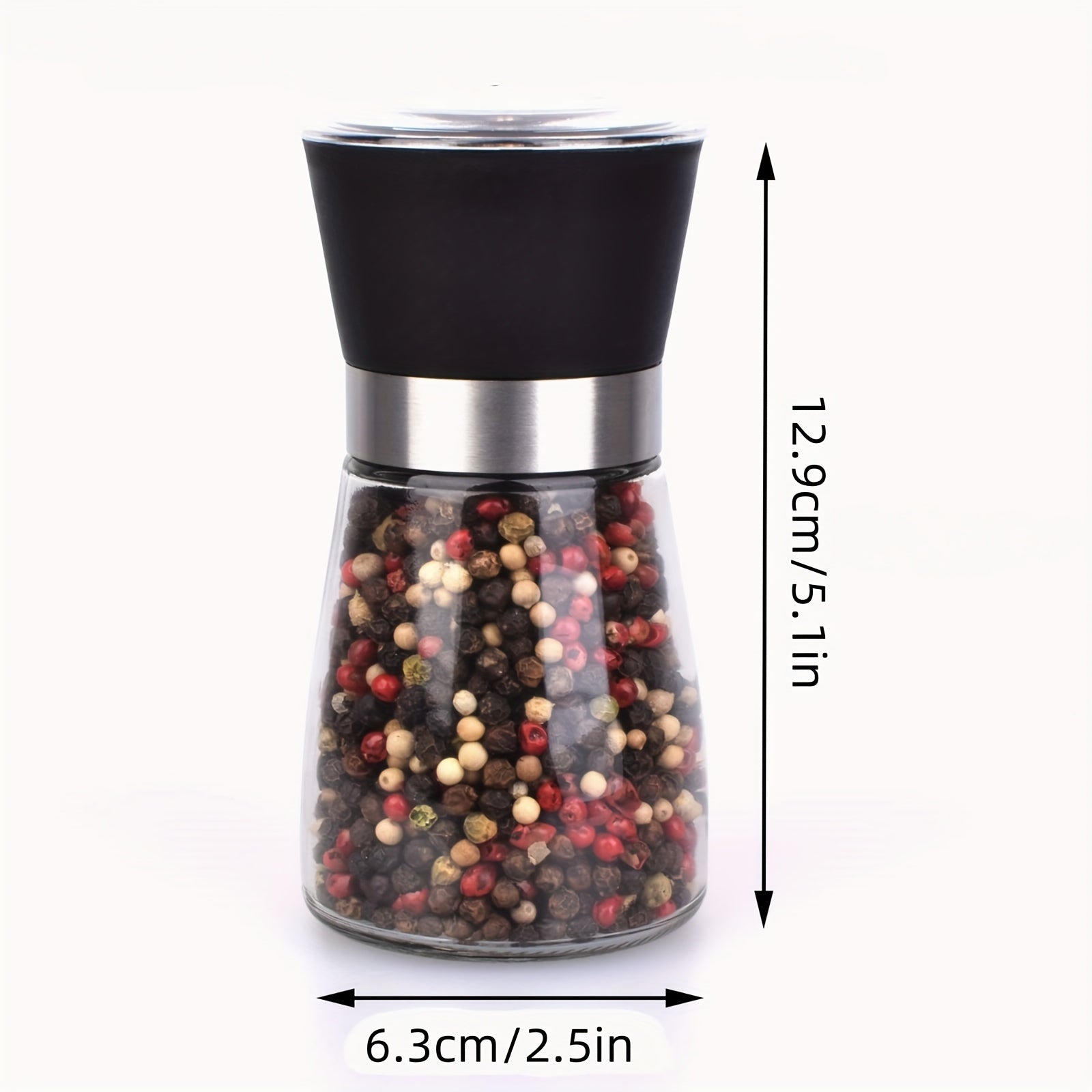 Hand Grinder for Pepper Salt and Spices with Glass Storage Container