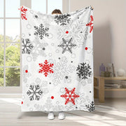 Contemporary Snowflake Flannel Throw Blanket Ultra-Soft Warm Woven Polyester for Couch Bed Camping