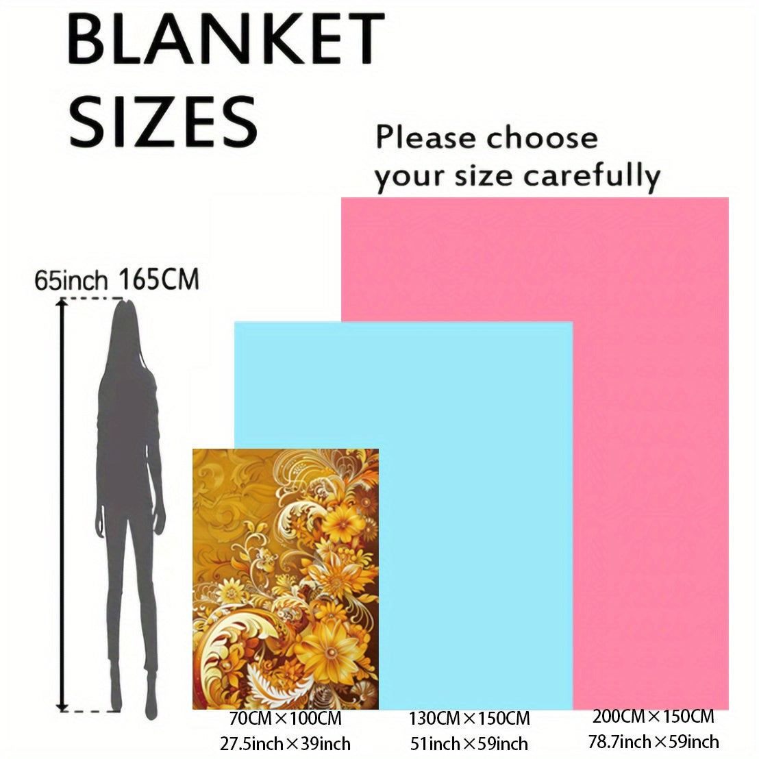 Golden Flower Print Flannel Throw Blanket for Warmth and Comfort