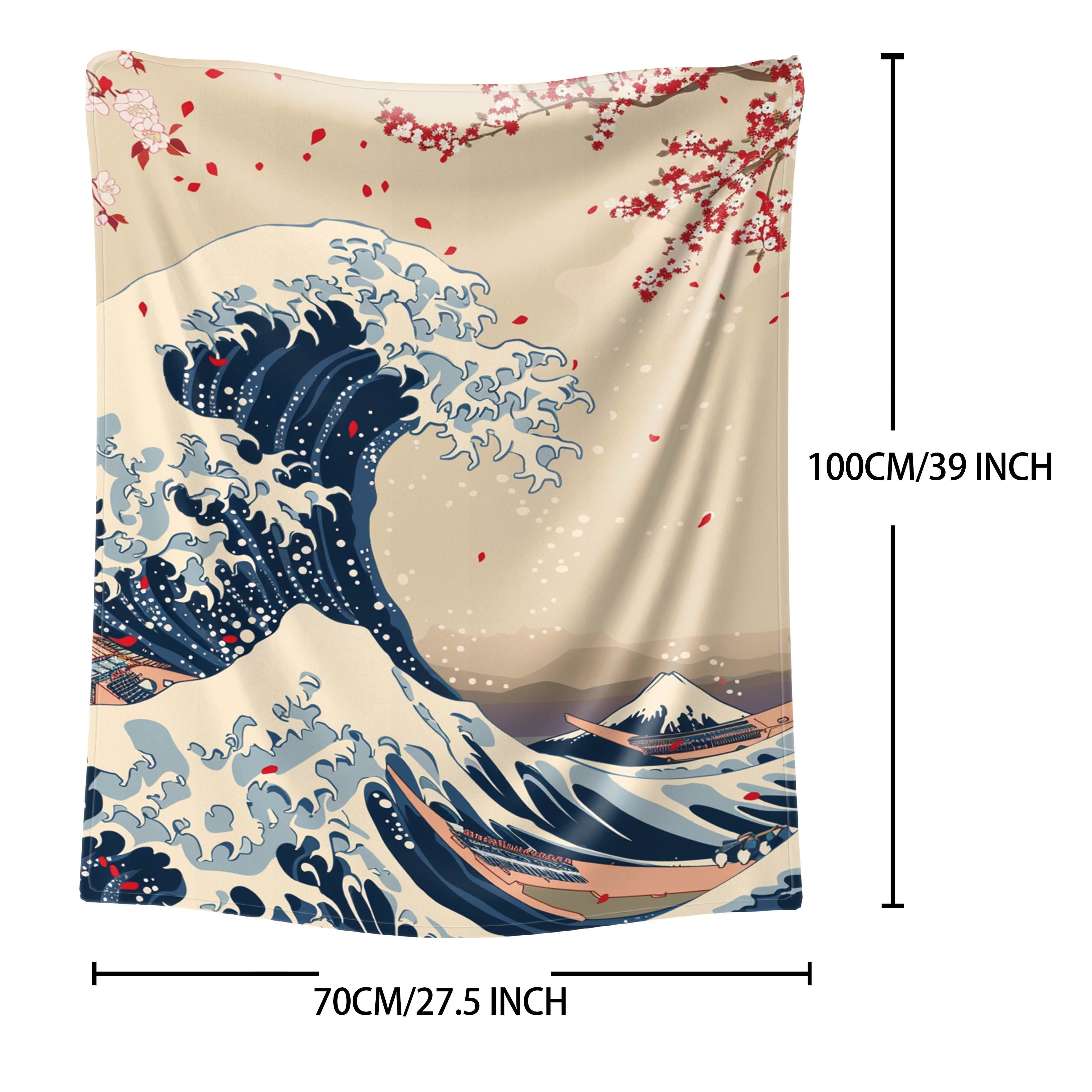 Lightweight Cozy Flannel Throw Blanket with Surf Print for Bed Sofa Travel
