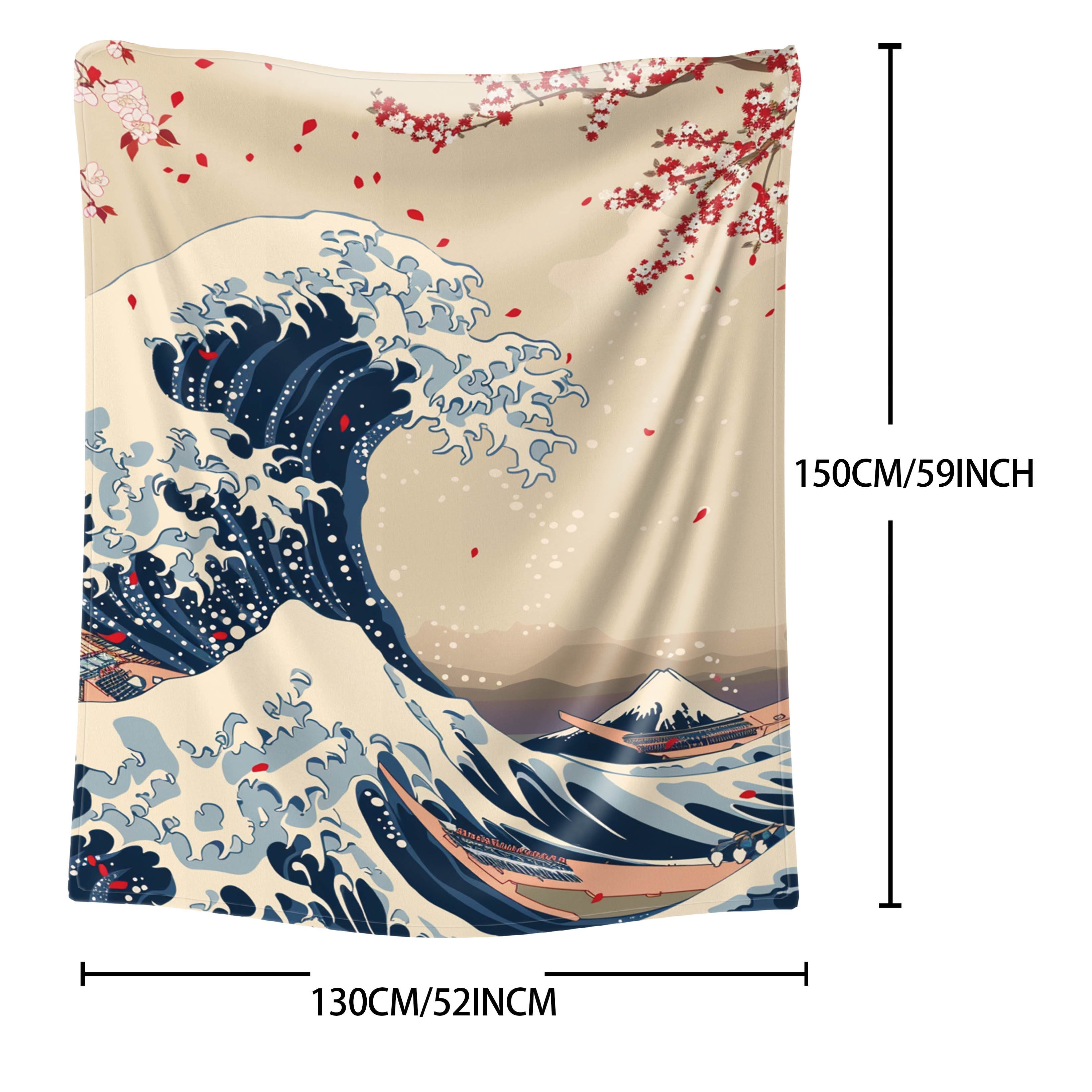 Lightweight Cozy Flannel Throw Blanket with Surf Print for Bed Sofa Travel