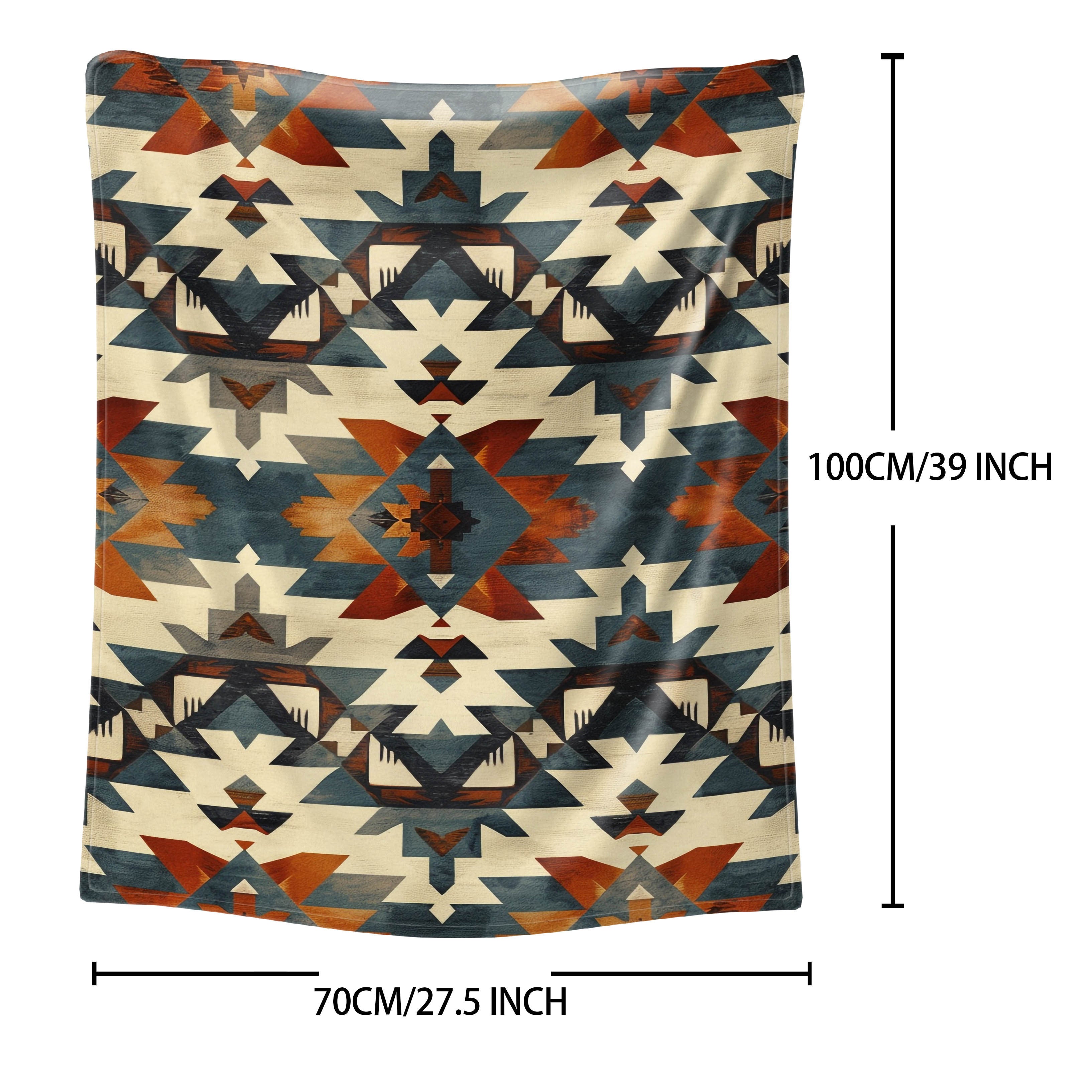 Cozy Aztec-Inspired Digital Print Flannel Blanket for Bed Sofa Travel Lightweight All-Season