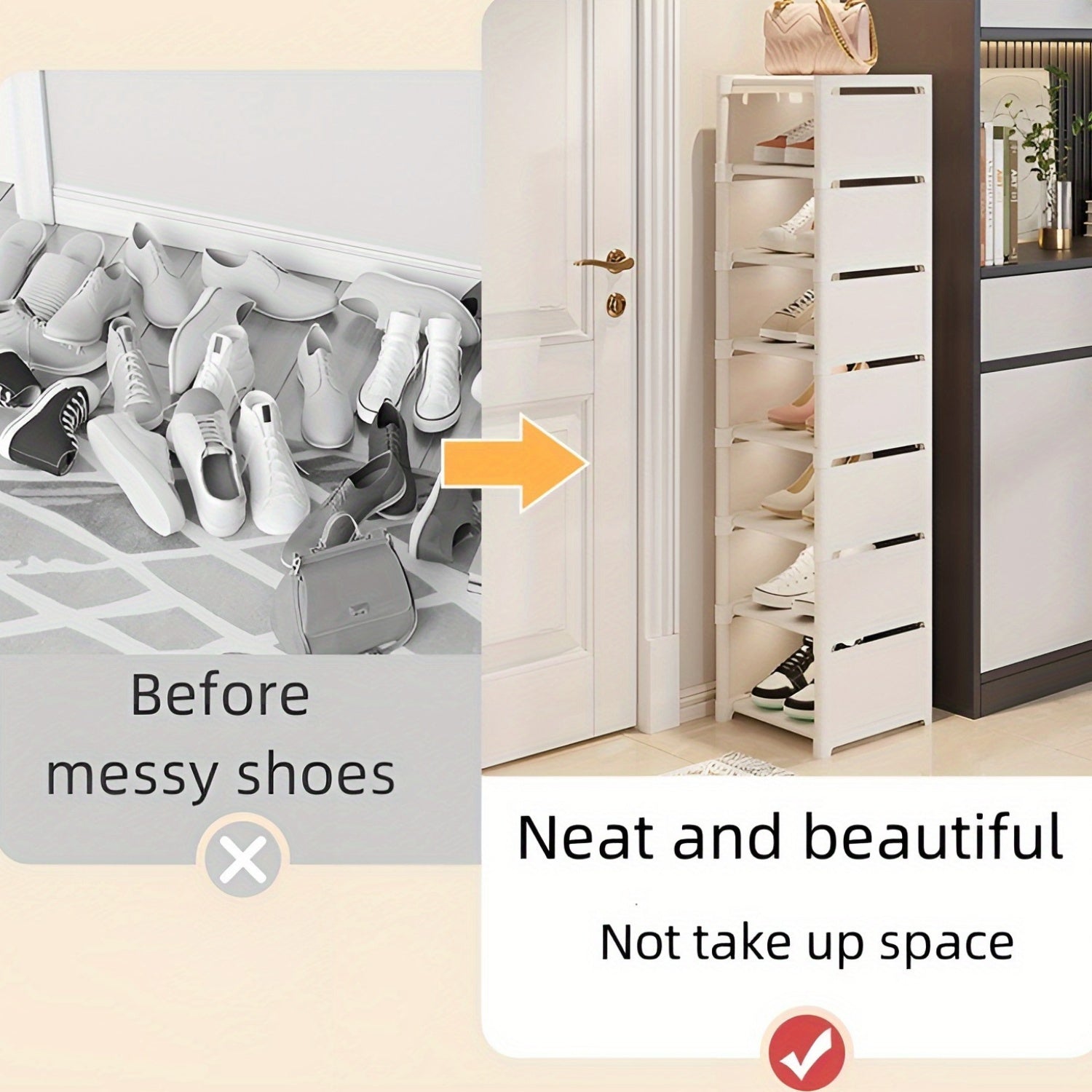 Organizador de zapatos de pie sin plástico, multi-capa, ahorra espacio