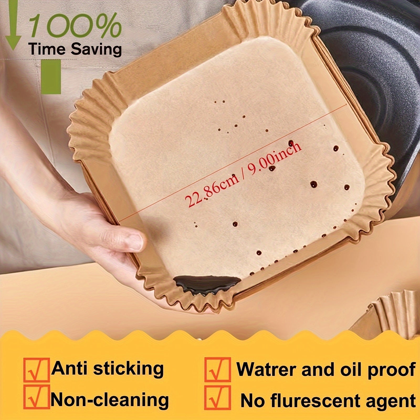 Set of 50 Non-Stick Air Fryer Liners for Healthy Baking and Roasting