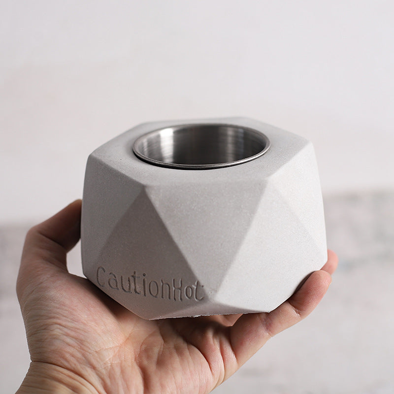 Vintage Geometric Marble Concrete Fire Bowl Indoor Outdoor Mini Tabletop Fire Pit