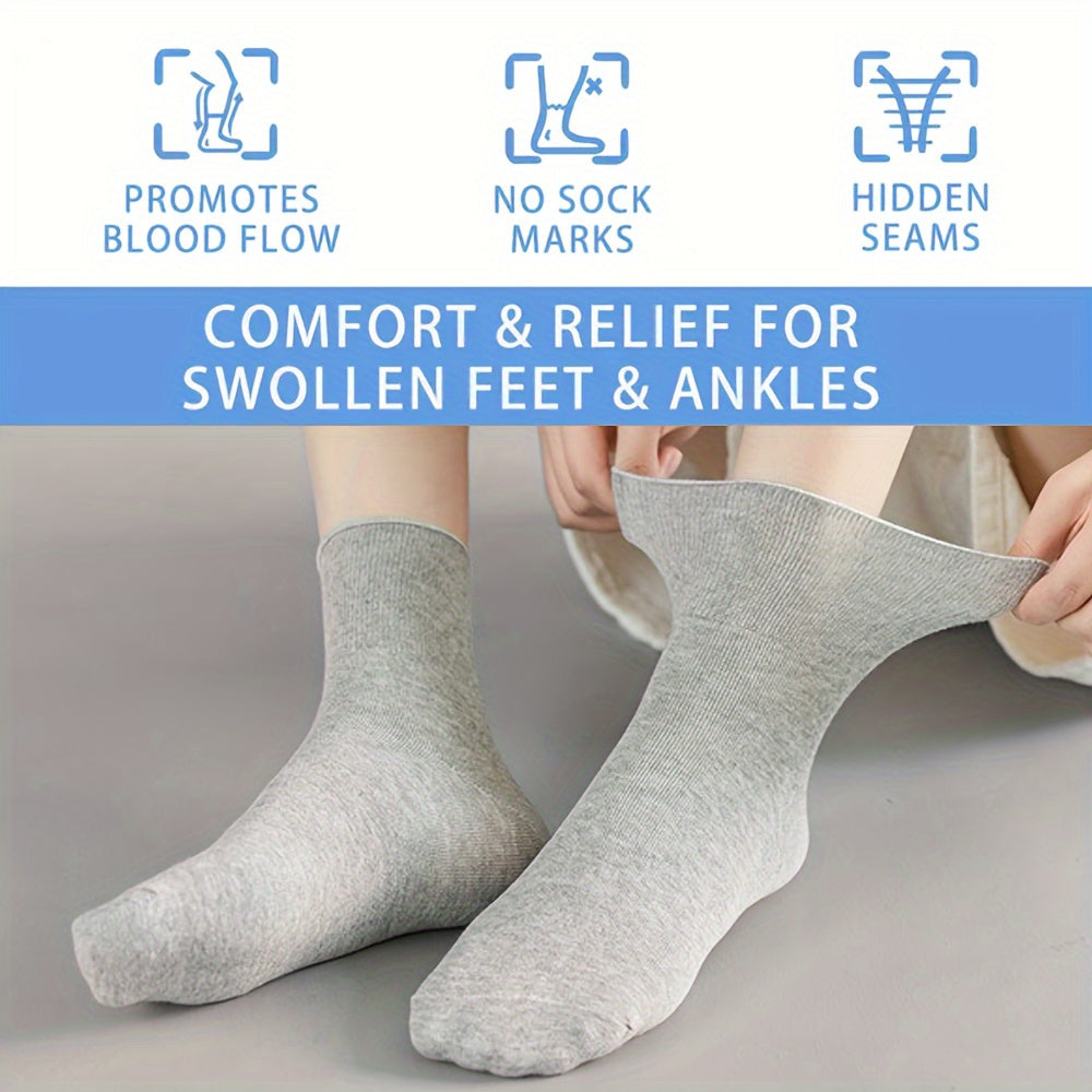 Non-Binding Diabetic Socks Seamless Knit Cotton Swollen Feet Ankles Pack of 5