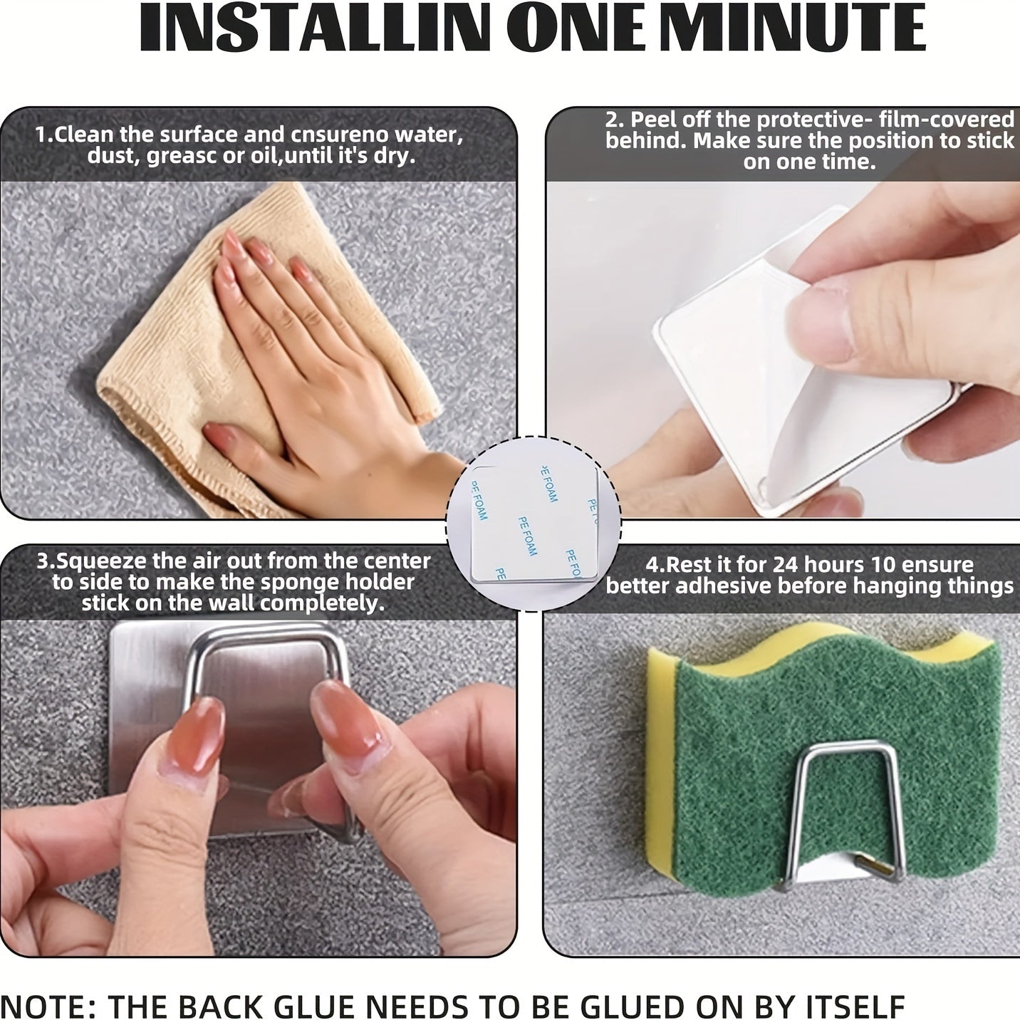 Organizador de fregadero de cocina de acero inoxidable para colgar en la pared, conjunto de 1, 3 o 5